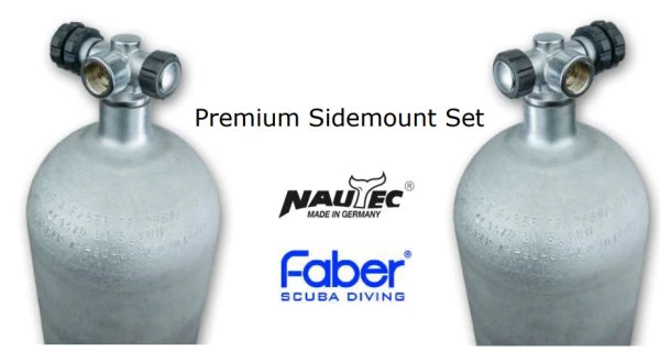 Laden Sie das Bild in Galerie -Viewer, Premium Sidemount Set 2x 12L / 200 bar "Hot Dipped" mit Nautec Sidemount Ventilen