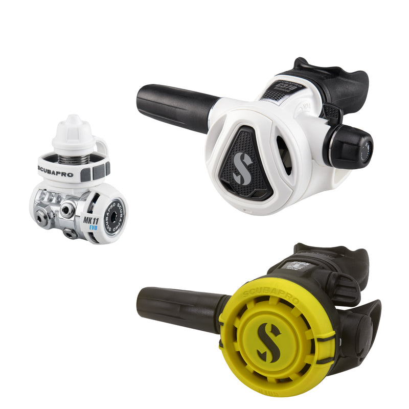 Laden Sie das Bild in Galerie -Viewer, Mk11 / C370/R105 Atemreglerset 1. und 2. Stufe white Edition und Octopus DIN
